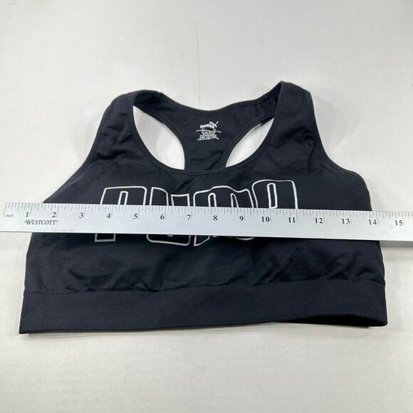 Puma Women's Size Large Bra Sports Racerback Stretch Fit Black Preowned - Picture 5 of 9